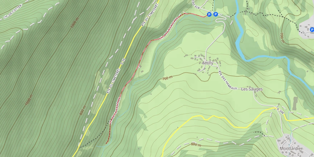 Map of the trail for Cascade du Pissieu