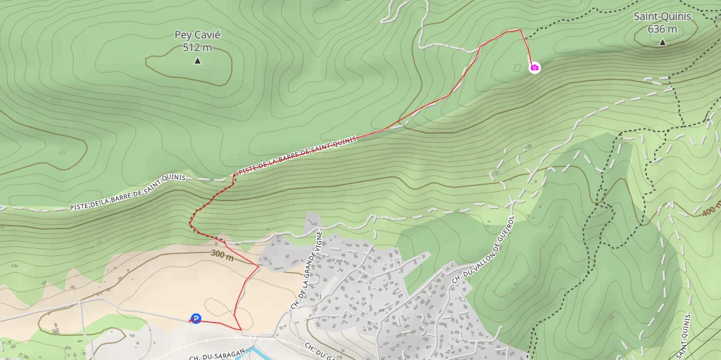 Map of the trail for Piste de la Barre de Saint-Quinis