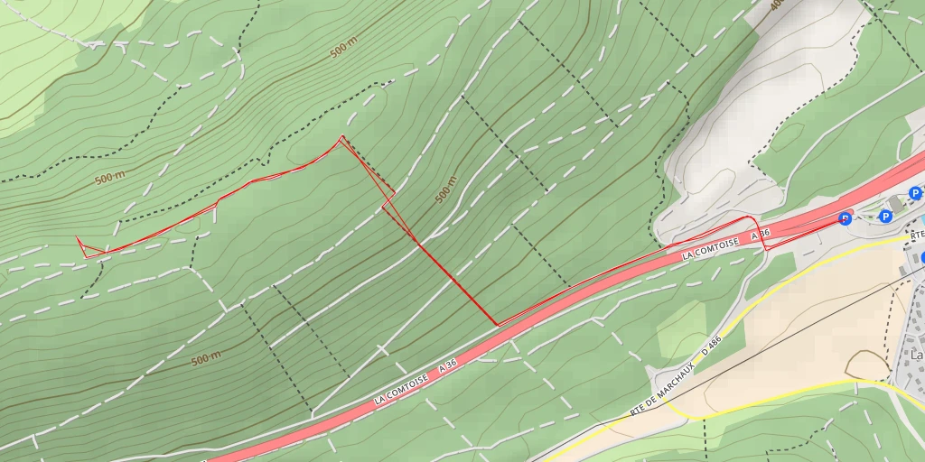 Carte de l'itinéraire :  Décollage parapente de Vieilley