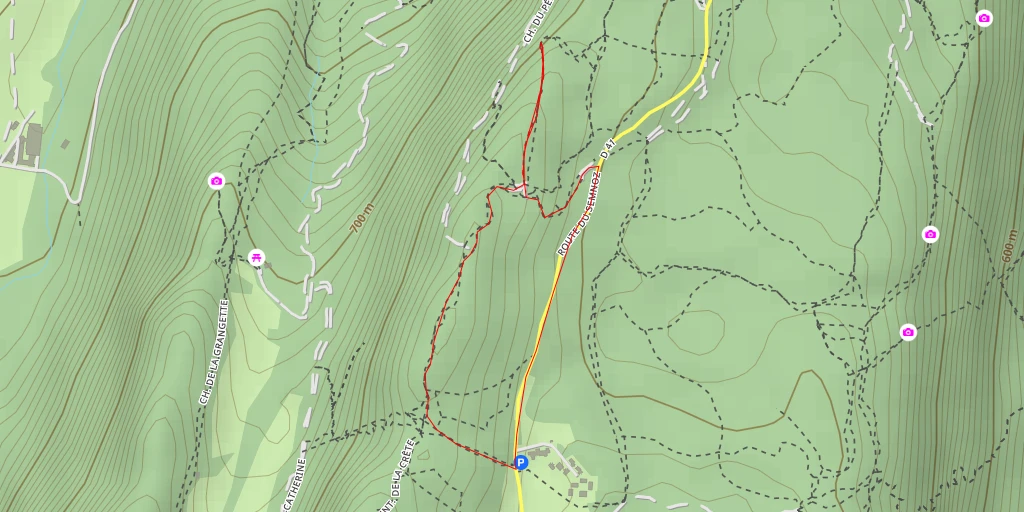 Map of the trail for Belvédère du Crêt des Bruyères - Sentier de la Crête - Annecy