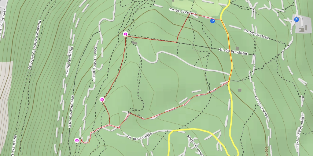 Map of the trail for Sentier des Rochers - Sentier des Rochers - Annecy