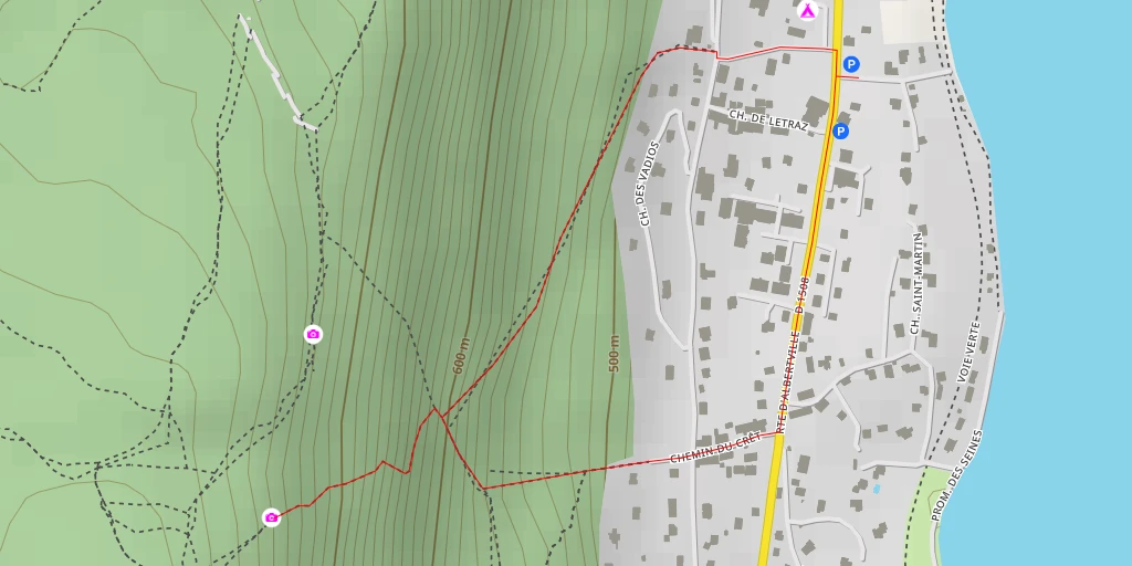 Map of the trail for Croix du Crêt