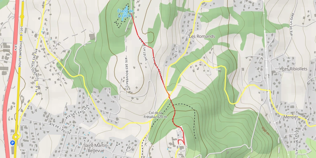 Carte de l'itinéraire :  Route des Écoles - Fillière