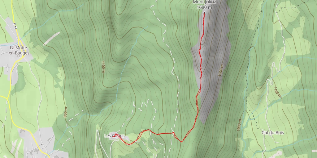 Map of the trail for Mont Julioz