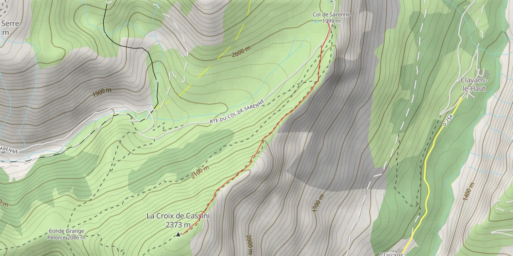 Map of the trail for La Croix de Cassini