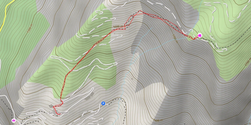 Map of the trail for Refuge des chatons