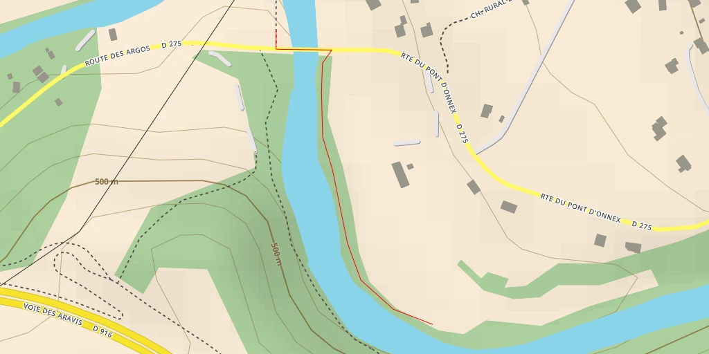 Carte de l'itinéraire :  Route du Pont d'Onnex