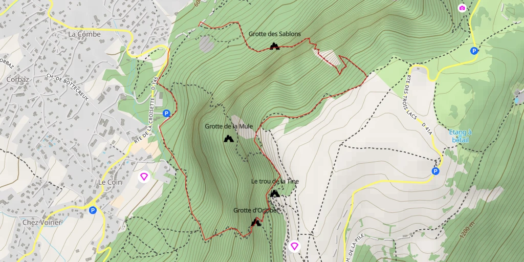 Map of the trail for Le Salève Les Grandes Varappes