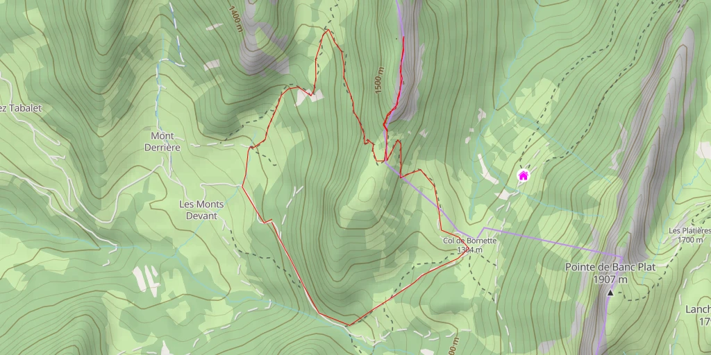 Map of the trail for Roc du Four Magnin