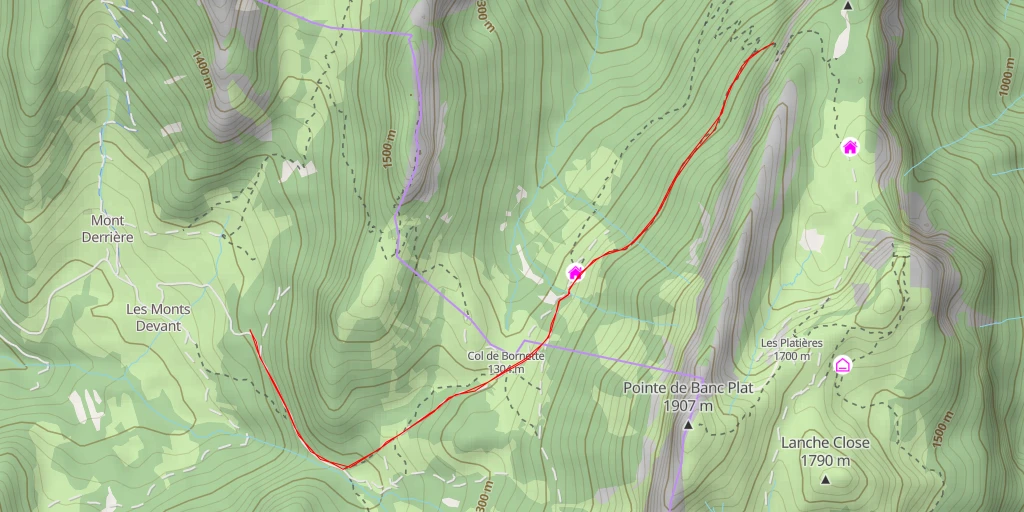 Map of the trail for Pas de la Combe