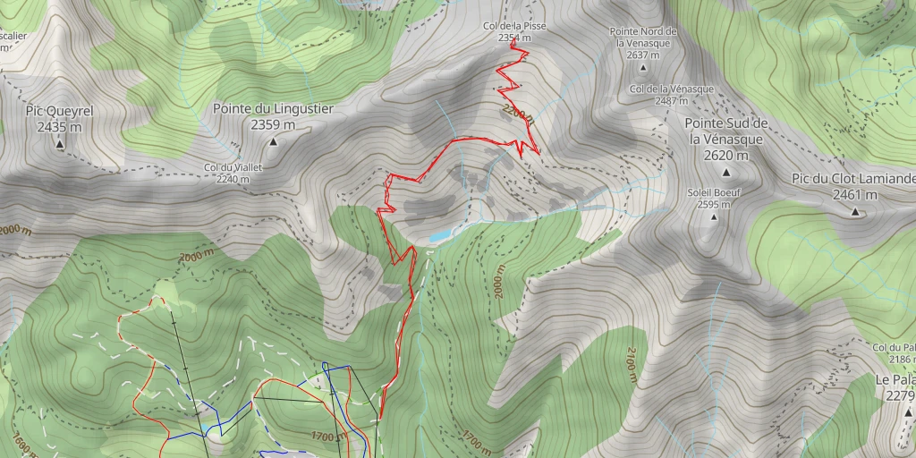 Map of the trail for col de la pisse