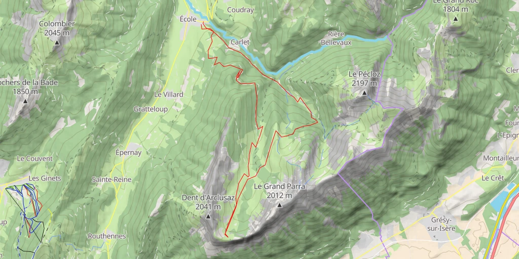 Map of the trail for Col d'Arclusaz Boucle des chalets de Bottier et Bellevaux
