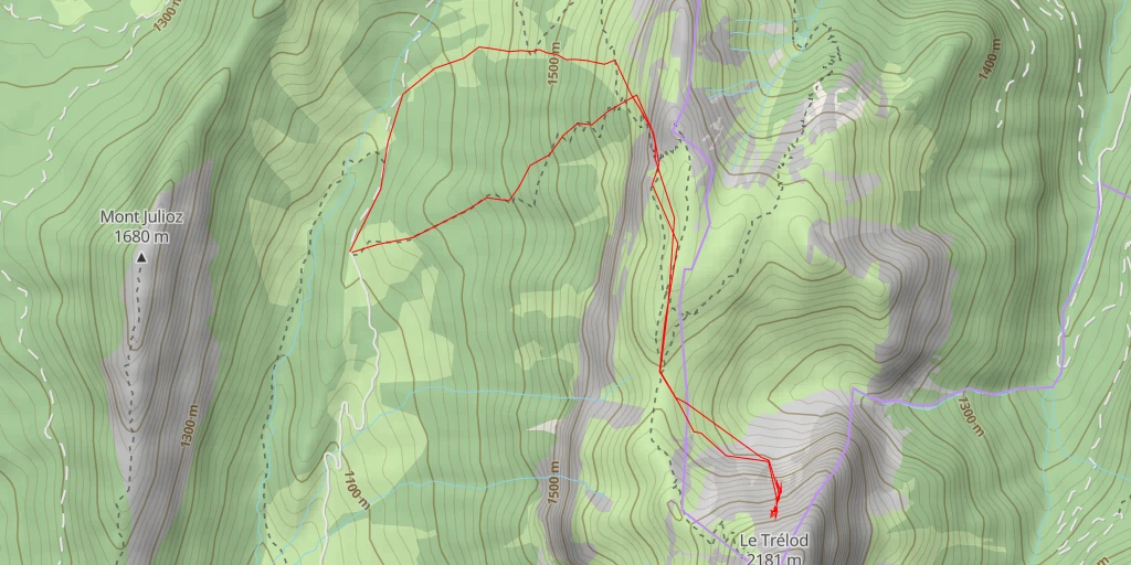 Map of the trail for Trélod Odomètre