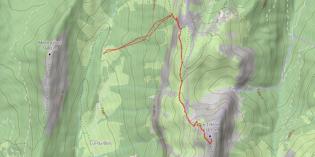 Map of the trail for Le Trélod