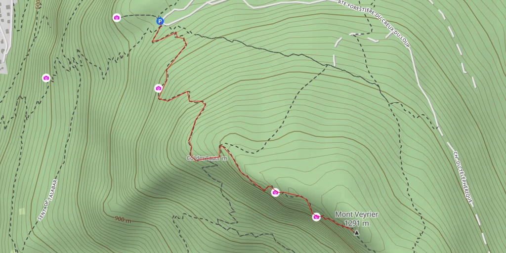 Map of the trail for Sentier des Sauts