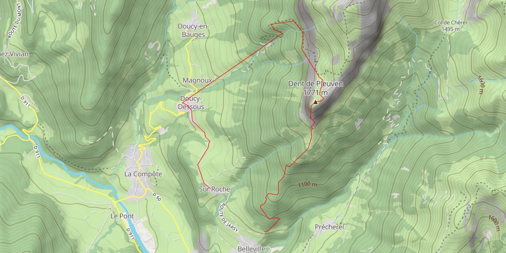 Map of the trail for Dent de Pleuven Arête S