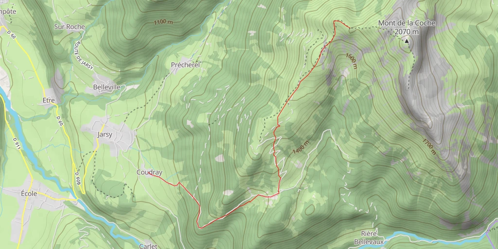 Map of the trail for Tré la Tanne / Pointe de la Limace Versant SW