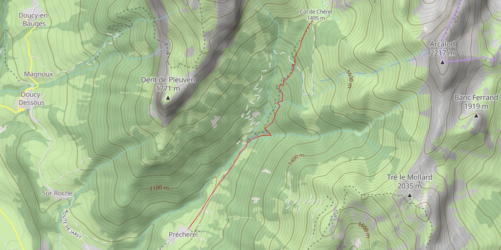 Map of the trail for Col du Chérel