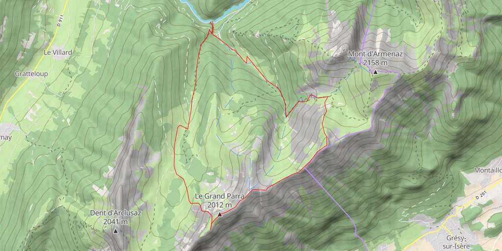 Map of the trail for Pointe des Arces Traversée  jusqu'au Grand Parra