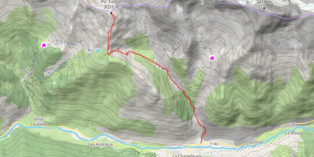 Map of the trail for Pic Turbat