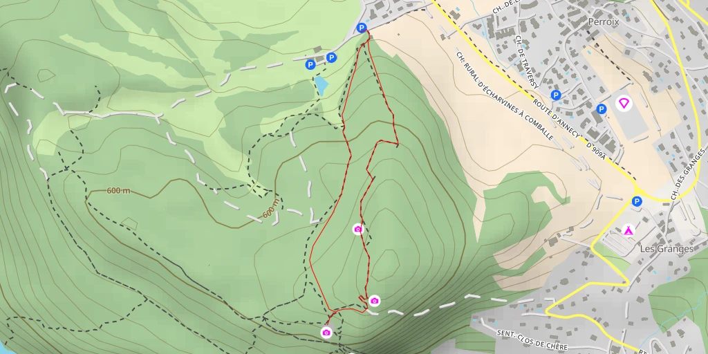 Map of the trail for Chemin Rural d'Écharvines à Chère - Talloires-Montmin