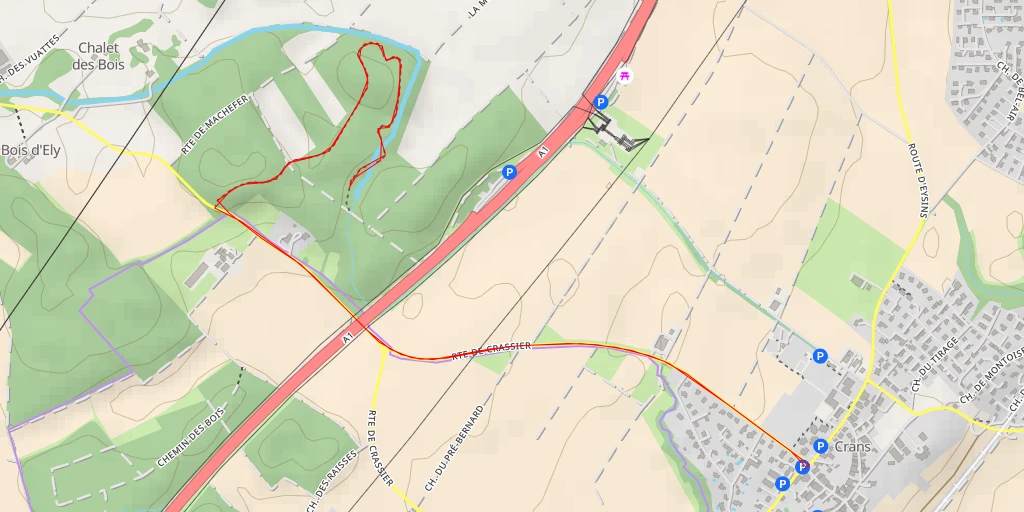 Map of the trail for Résidence Le Petit-Bois - Route de Crassier