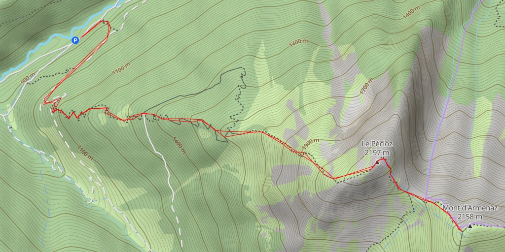 Map of the trail for Mont d'Armenaz