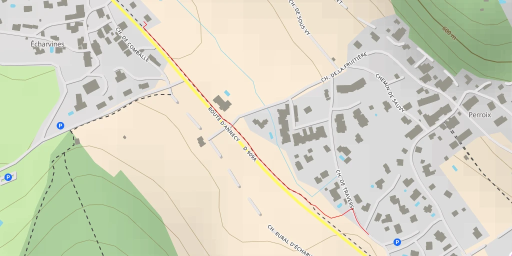 Carte de l'itinéraire :  Chemin de Traversy - Chemin de Traversy - Talloires-Montmin