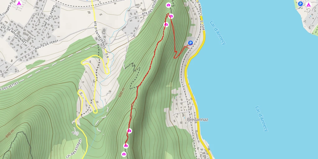 Map of the trail for Chemin des Terres Noires