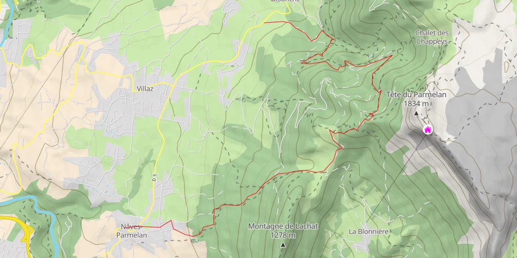 Map of the trail for Villaz Circuit des Cascades de Villaz