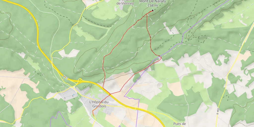 Map of the trail for Mont De Naisey