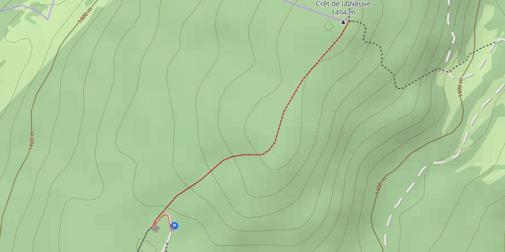 Carte de l'itinéraire :  Le Crêt de la Neuve