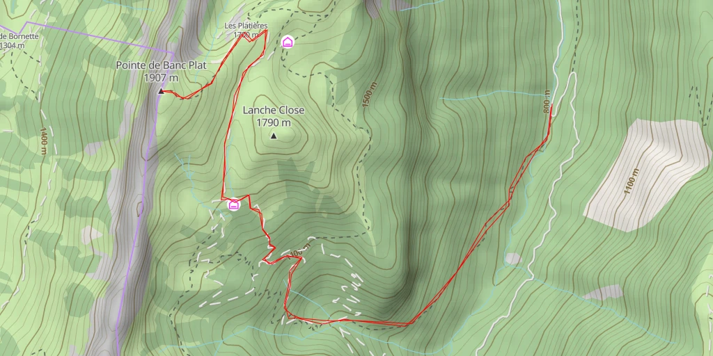Map of the trail for Pointe de Banc Plat