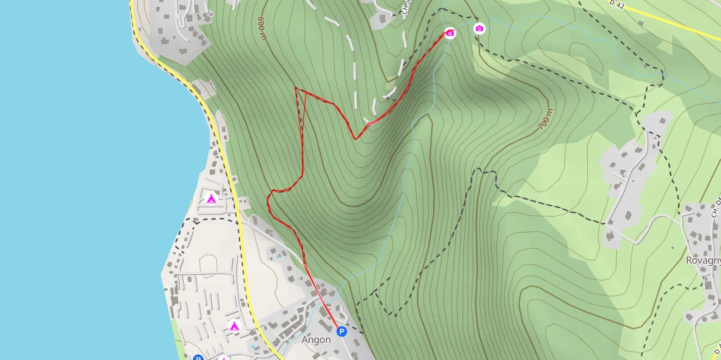 Map of the trail for Cascade d'Angon