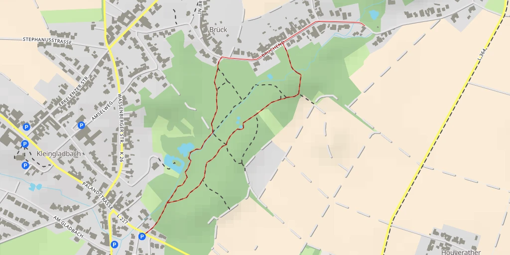 Map of the trail for NSG Mühlenbach Millicher Bruch - K 26