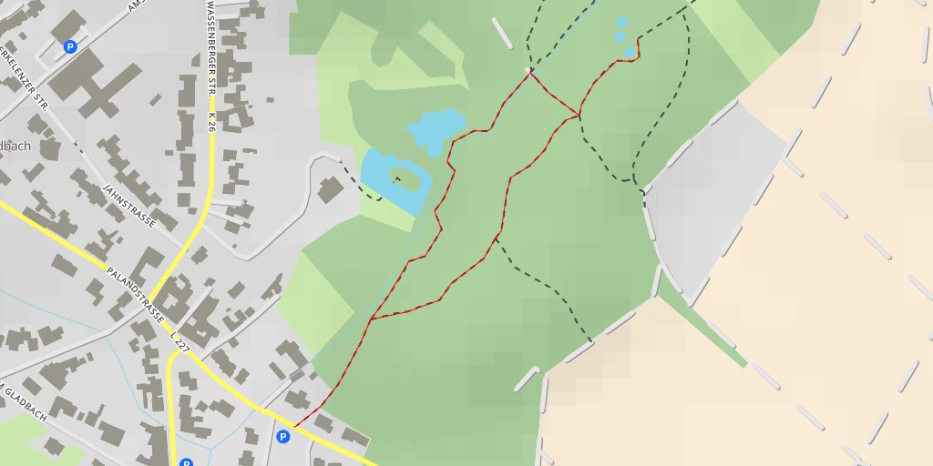 Map of the trail for NSG Mühlenbach Millicher Bruch - Palandstraße