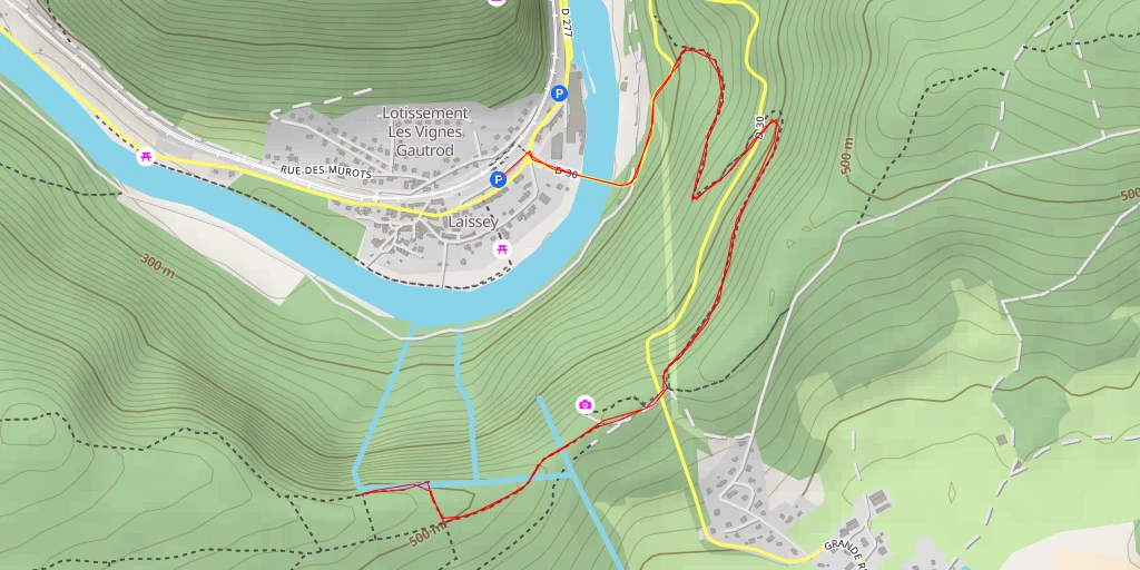 Map of the trail for Chemin des Jardins