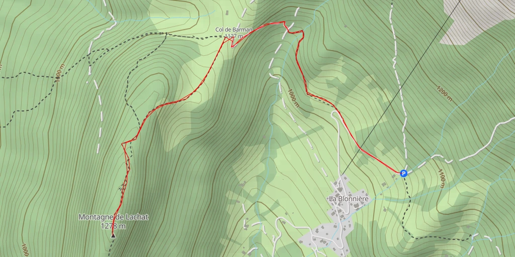 Carte de l'itinéraire :  Montagne de Lachat