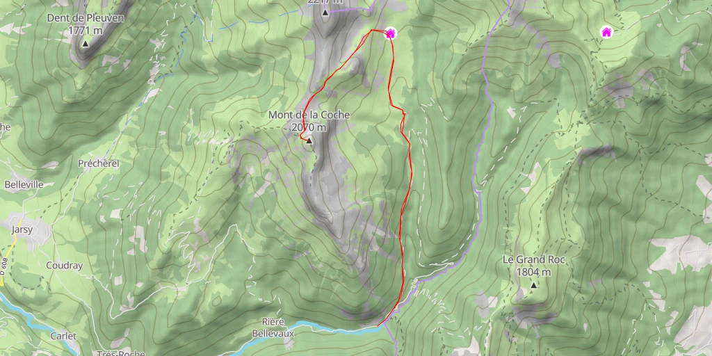 Map of the trail for Mont de la Coche