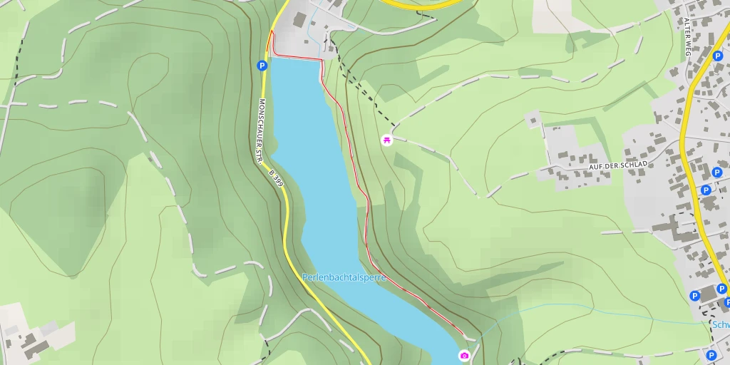 Map of the trail for Perlenbachtalsperre