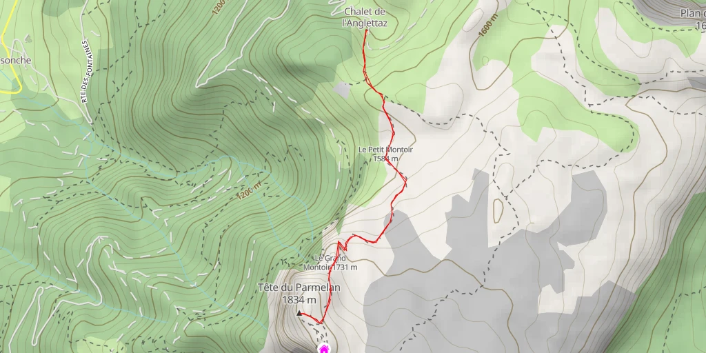 Map of the trail for Tête du Parmelan