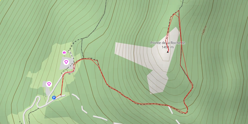 Map of the trail for Pointe de la Rochette