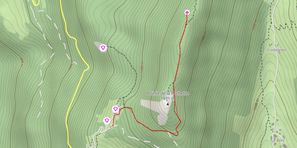 Carte de l'itinéraire :  Rocher du Roux (Panorama)
