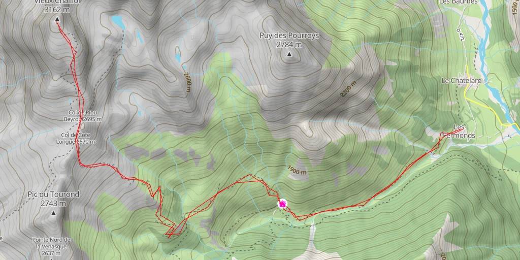 Map of the trail for Vieux Chaillol