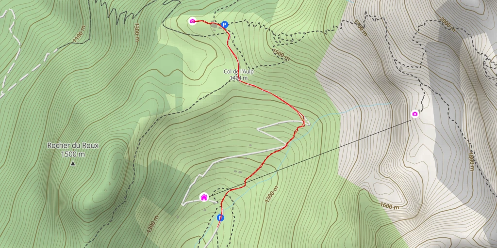 Carte de l'itinéraire :  Chemin du Col de l'Aulp - Talloires-Montmin