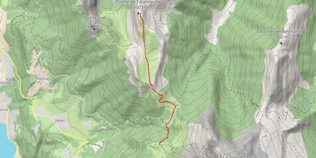 Map of the trail for Pointe de Talamarche