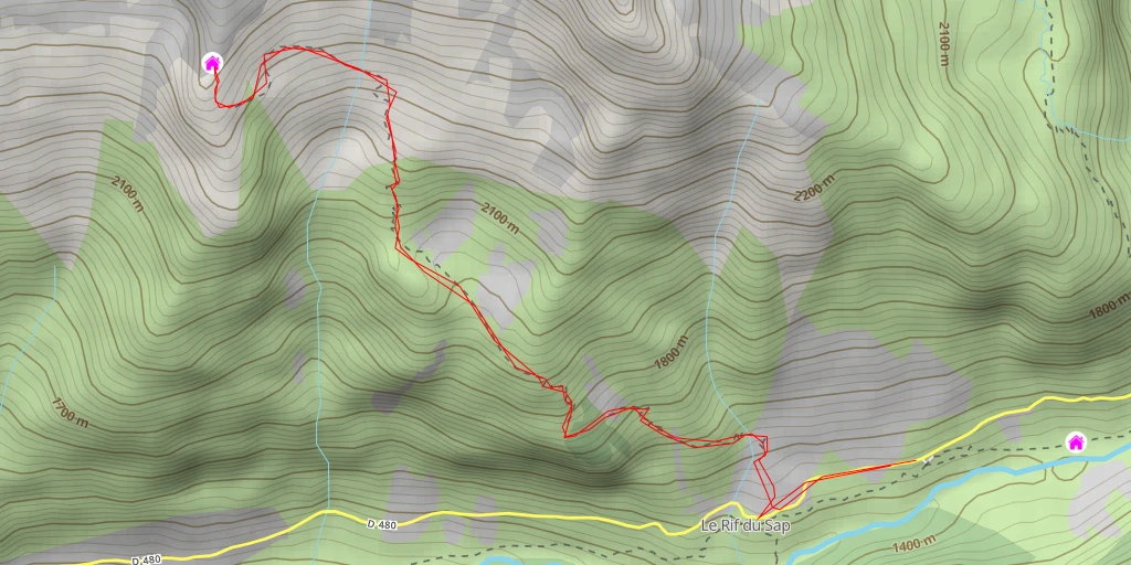 Map of the trail for Refuge de Chalance