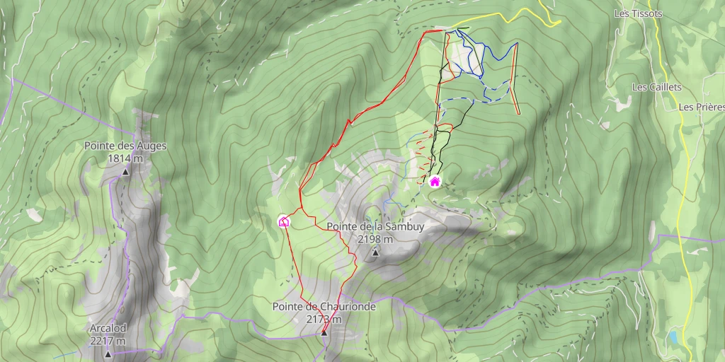 Map of the trail for Pointe de Chaurionde Arête N