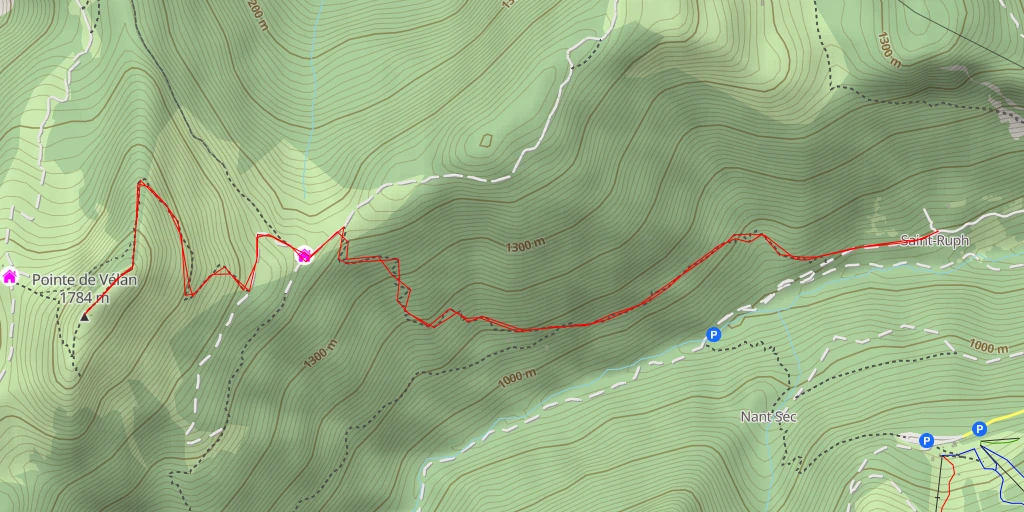 Map of the trail for Pointe de Velan