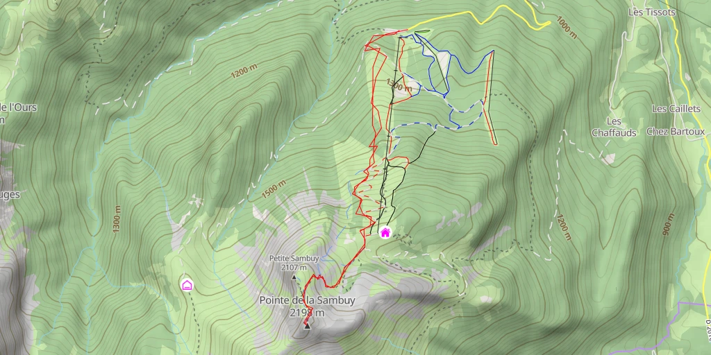 Map of the trail for Pointe de la Sambuy